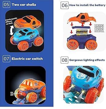 Changeable Track Racing Car Set Electric LED Glowing Race Car