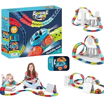 Changeable Track Racing Car Set Electric LED Glowing Race Car