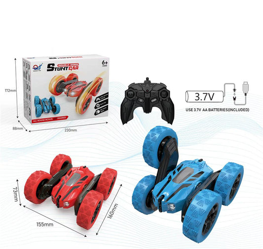 Remote Controlled Double-Sided Stunt Car with USB Charging Cable and Rechargeable Battery (Blue) - EX ELECTRONIX EXPRESS